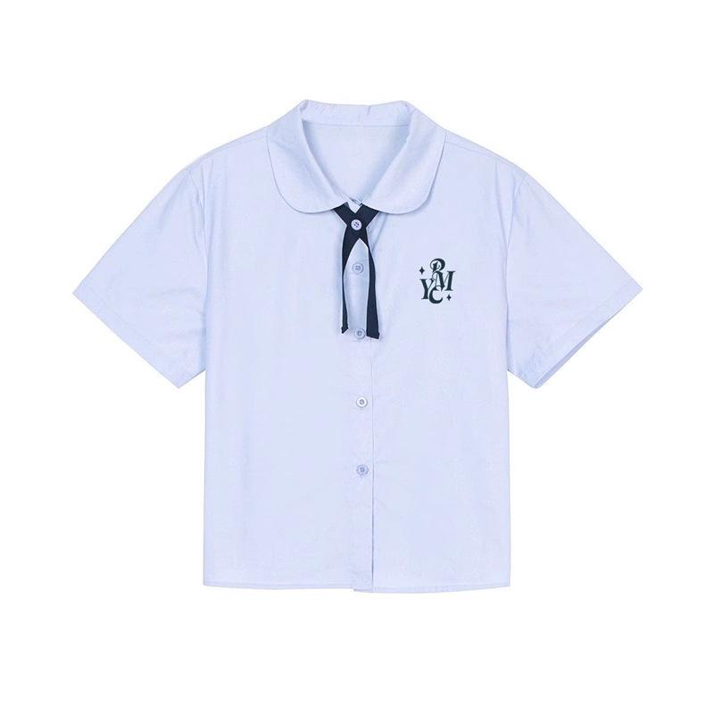 

Летняя женская школьная форма в тайском стиле 2024: Рубашка с вышивкой в университетском стиле с коротким рукавом S