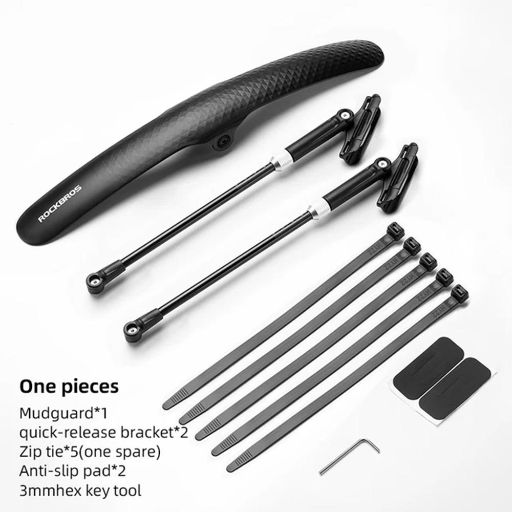 Universal Bicycle Mudguard, Rear, Front, Adjustable, Black