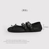 Ballet Shoes Early Spring Straps Shallow Mouth Versatile Round Head Flat Bottom Bow Inner Height-Increasing Women'S Shoes