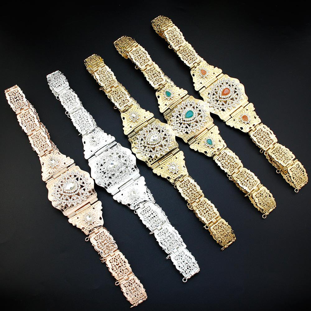 Gold Color Women Waist Chain Belt Bride Jewelry Crystal Body Chain Belt Wedding Jewelry