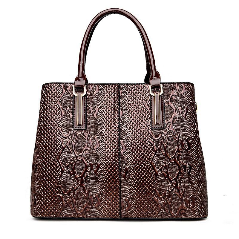 Patent leather snake pattern handbag to work commuter women's tote bag women's large-capacity shoulder versatile messenger bag