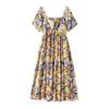 Plus Size Women's Summer Temperament Loose Cover Meat Square Collar Fashion Floral Short Sleeved Dress