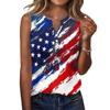 Canotta da donna senza maniche con scollo a V e bottoni sul davanti, camicetta casual estiva, stampa bandiera americana, leggera, vestibilità ampia
