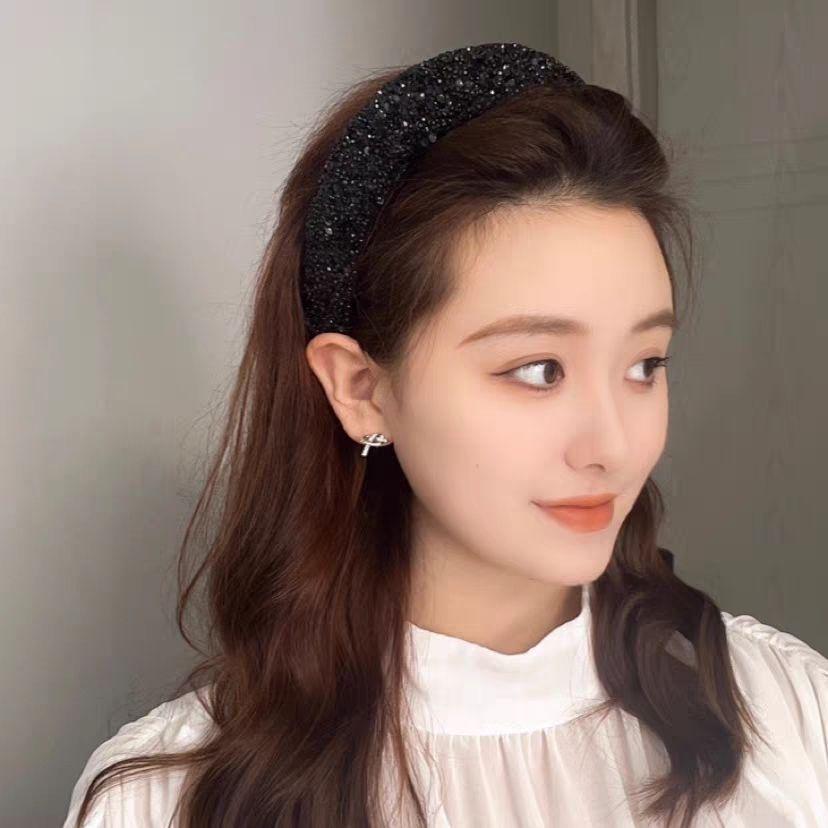 Korean Dongdaemun Style Full Diamond Pearl Skull Headband & Hair Clip for Women