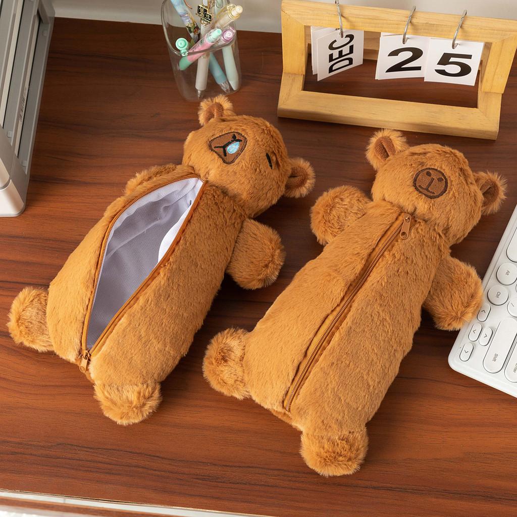 Cute Plush Capybara Pencil Pouch With High Capacity For School And Travel Gift