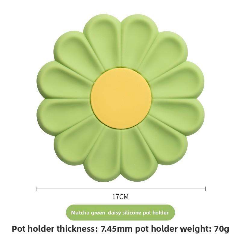 

Silicone Flower Trivet Set Heat Resistant Non-Slip Kitchen Pot Pads for Dining Table 9.5cm зелений