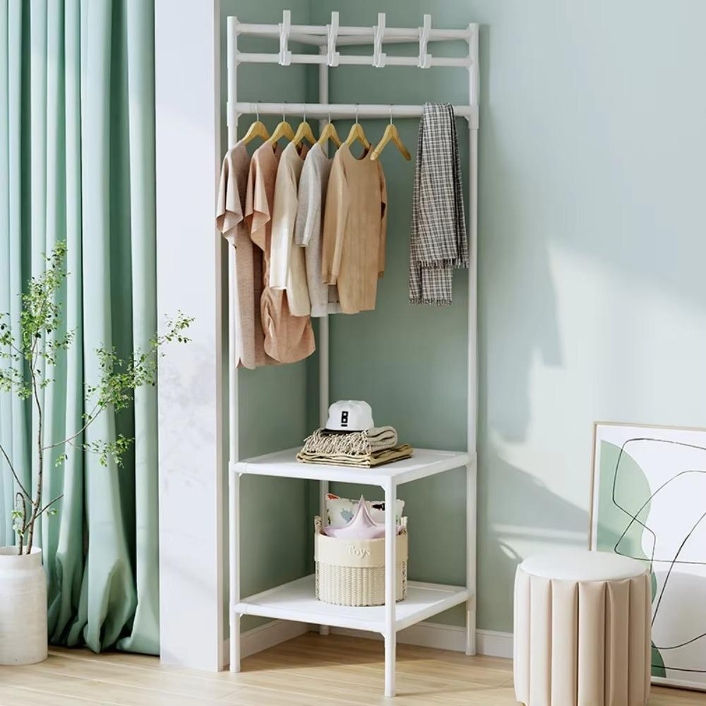 Corner Coat Rack 2/3 Layer Metal Material Durable Integrated Racks Bedroom Household Storage Rack Modern Simple Clothing Shelf