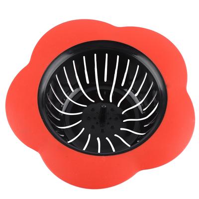 Blumenförmiger Kunststoffbecken-Spülen-Sieb Abfluss-Stöpsel Küchen-Badezimmer-Zubehör (rot)