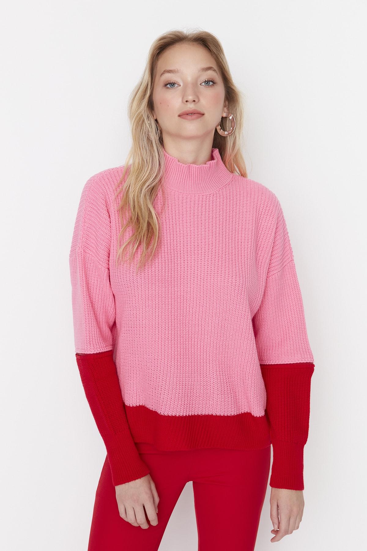 

Розовый вязаный свитер с рукавами-молниями TWOAW23KZ01495