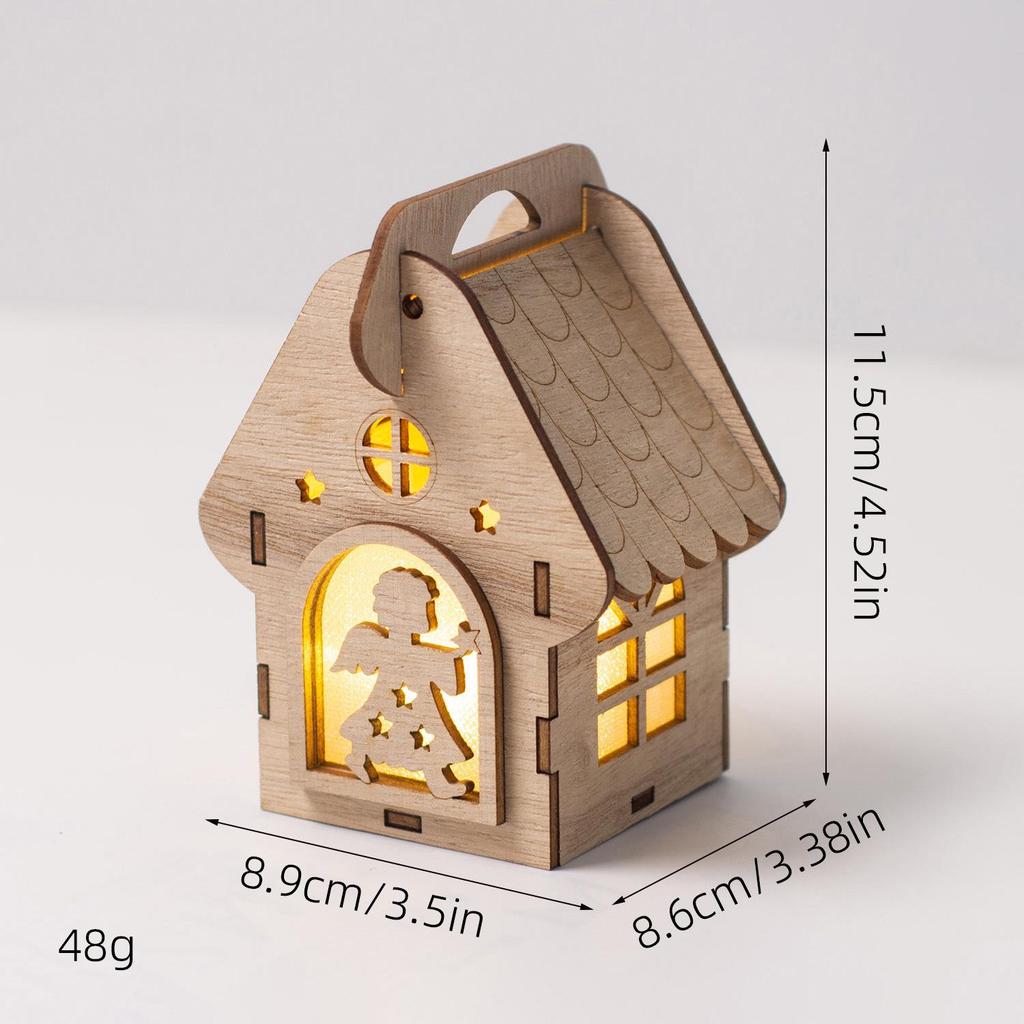 Christmas Luminous Wooden Cabin Ornament - Small House Tree Decoration