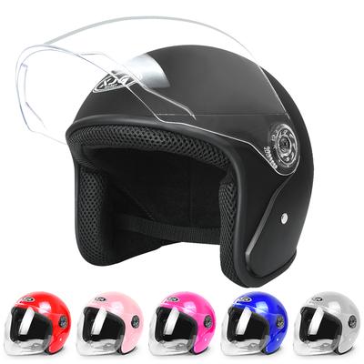 Motorcycle Helmet Men Woman Electric Motor Car Scooter Bike Open Face Half Helmet,Anti-UV Safety Hat Bicycle Cap with Goggles