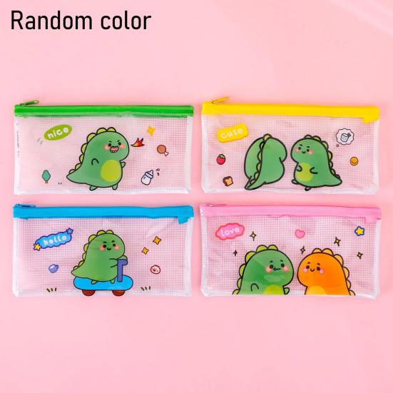 Clear Mesh Pencil Case with Zipper Large Capacity Transparent Stationery Bag for Students Exam Compliant Portable Multi-Purpose Makeup Travel