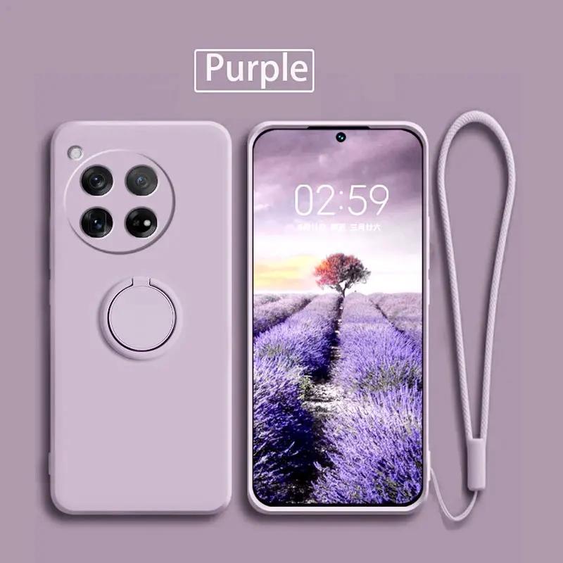 Case for OnePlus 13 12 Cases Liquid Silicone Ring Stand Phone Shell Coque for OnePlus 1+12 13 Cover ShockproofBumper Back Funda