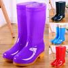 High Rain Boots Rain Shoes Waterproof Shoes Glue Shoe Cover Shoes Women's Fashion Medium Tube Velvet Cotton Warm Adult Non-slip Kitchen Summer