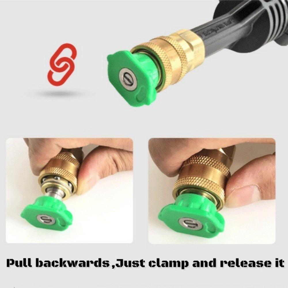 5pcs/Set Multi-Angle High Pressure Washer Spray Nozzle 1/4" Quick Connector Metal Tip Garden Spray Nozzle Quick Connect Nozzle