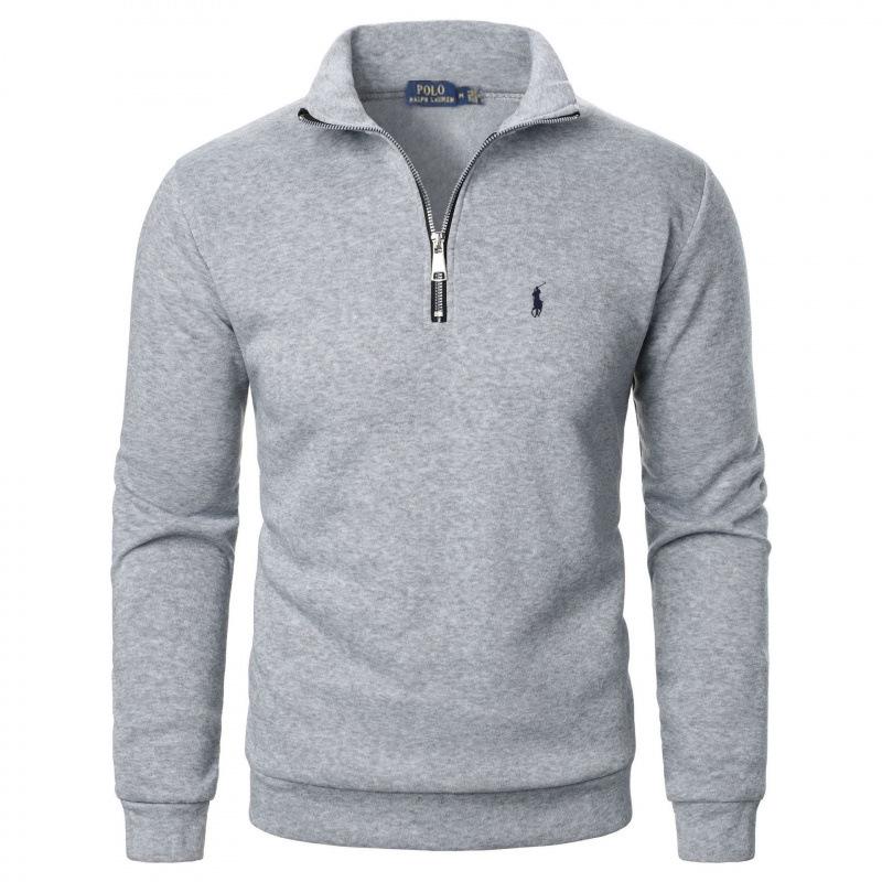 Men's Casual Half-Zip Stand Collar Hoodie with Embroidered Horse, Long Sleeve, 2025 Edition