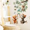 Cute Tree Branches Cats Butterflies Self-adhesive Waterproof Cartoon Stickers on Walls