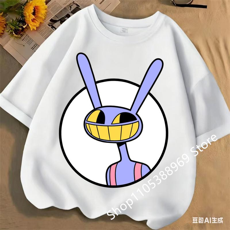 Children Short Sleeve T Shirts The Amazing Digital Circus Anime Cartoon Print Cotton Top Boys Girls Summer Casual Crew Neck Tees