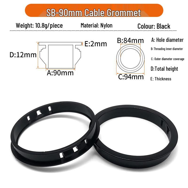 

SB-90 Black Nylon Cable Grommets, 50-Pack