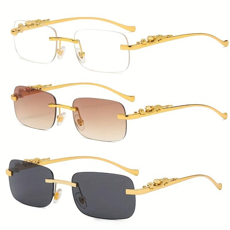 2/3pcs Decorative Metal Frameless Colored Fashionable Glasses for Men and Women