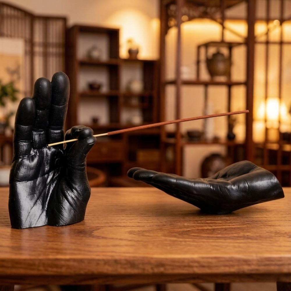 Dekorativer Palmenform Räucherstäbchenhalter Harz Räucherstäbchenhalter Kreative Hand Statuen Teeraum
