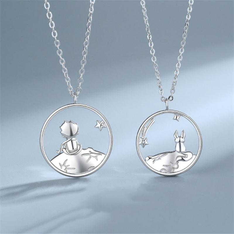 Fashion Cute Prince Little Fox Pendant Necklaces Choker Couple Necklaces Pendants Women Jewelry Accessories Valentine's Day Gift