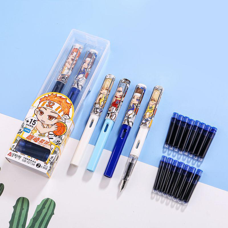 Odeme Student Pen Set: 2 Pens + 15 Refillable Ink Cartridges
