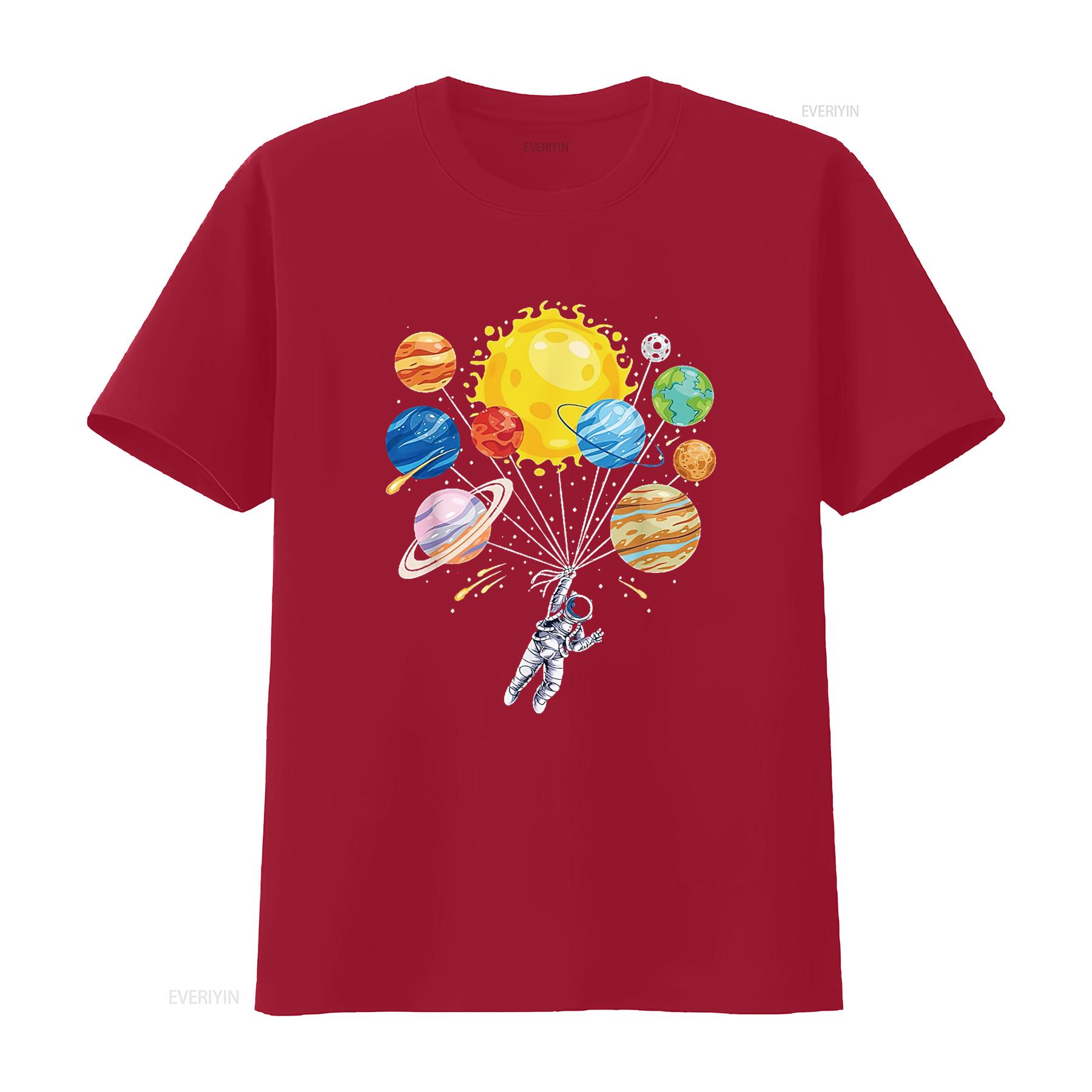 

Funny Astronaut Space Balloon Planet Science Solar System Womens T Shirt Black vintage Washed homme Stretched Casual Stylish S