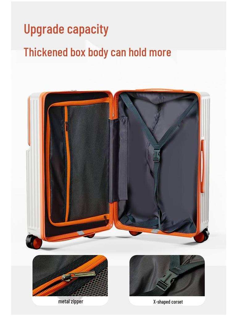 Women's 28-Inch Carry-On Suitcase with Front Opening, Large Capacity, Durable Trolley Case with Universal Wheels