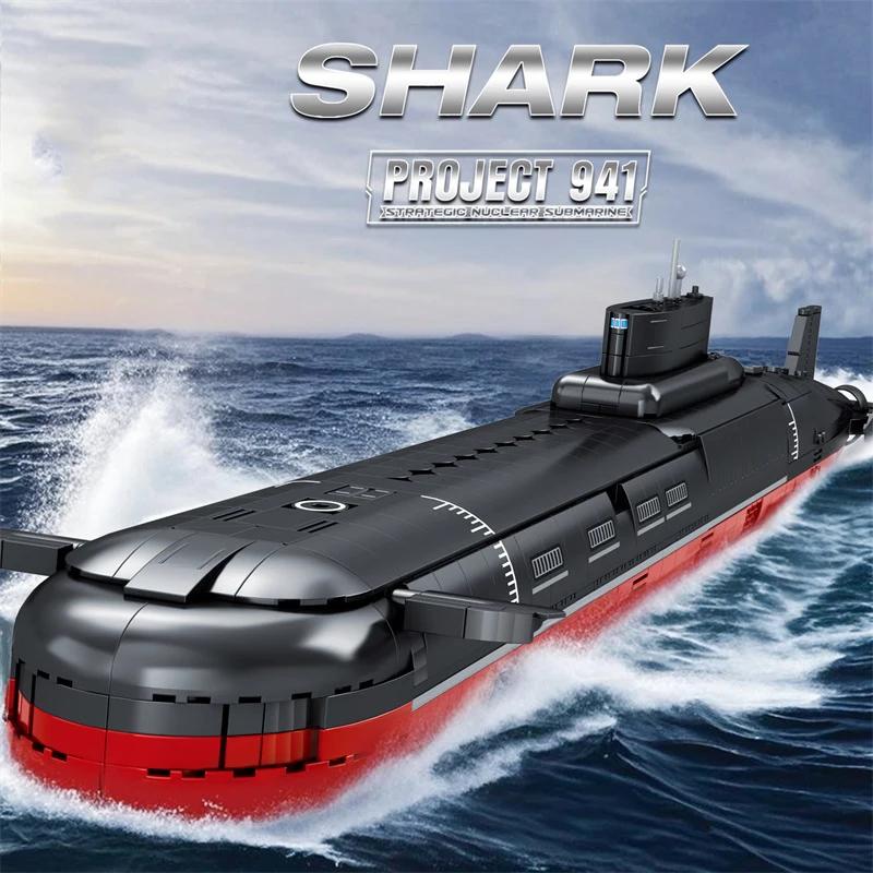Non-Toxic 2895Pcs Typhoon Class Submarine Building Blocks 1:250 Scale Type 941 Shark Submarine Model Bricks Kids Educational Diy Toy Gifts