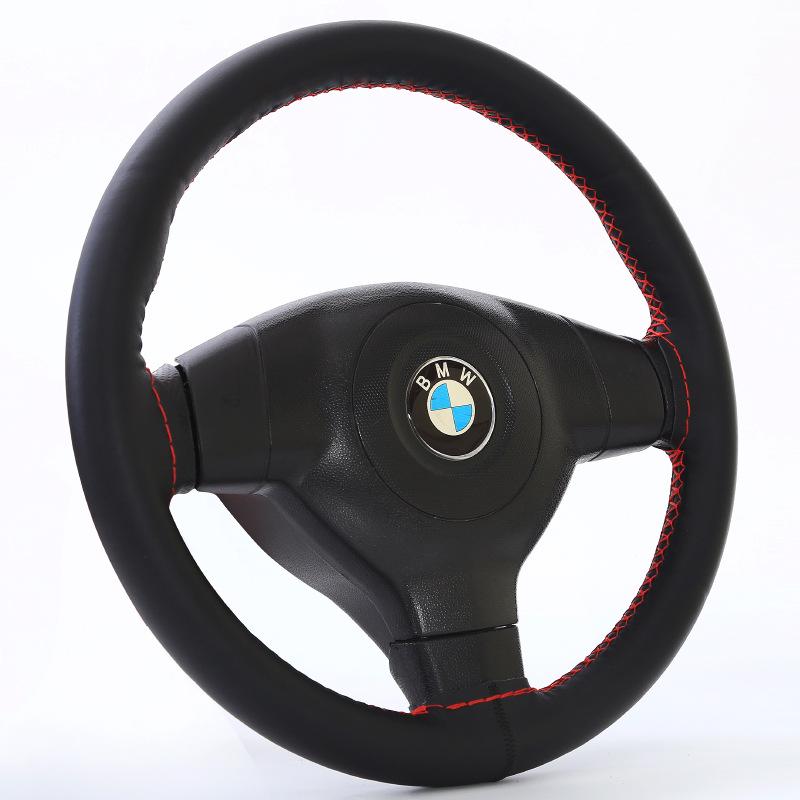 Ręcznie szyty pokrowiec na kierownicę z prawdziwej skóry bydlęcej, antypoślizgowy, oddychający, uniwersalny pasujący na każdą porę roku.