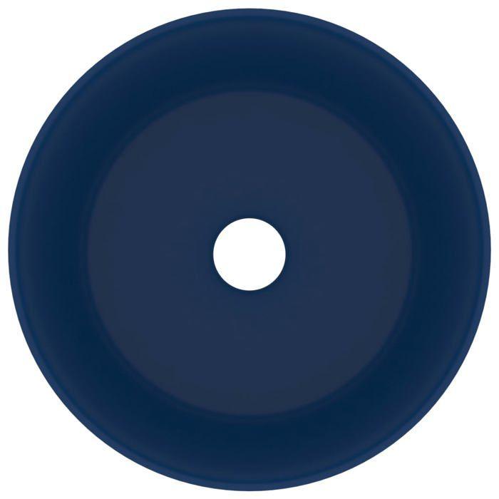 VidaXL Lavabo Rond de Luxe Vasque à Poser de Toilette Lave-mains de Salle de Bain Vestiaire Cuisine Maison Intérieur Bleu 147012