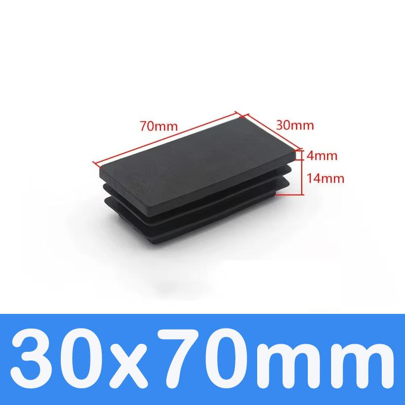 Rechthoekige Buis Dop Inzetstukken Zwart Plastic Afsluitdoppen 10x15mm-60x100mm Meubels Tafels Stoelen Voetdoppen