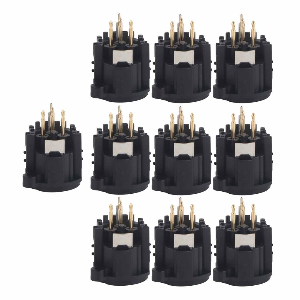 10pcs 3-Core XLR Male Socket Audio Connector Mount Chassis Gold-Plated Copper