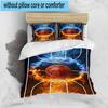 3PCS Basketball On Fire And Ice 3pcs Bedding,Including 3PCS Duvet Cover And 2pcs Pillowcases Perfect for Christmas,Ideal for Bedroom, Dormitory