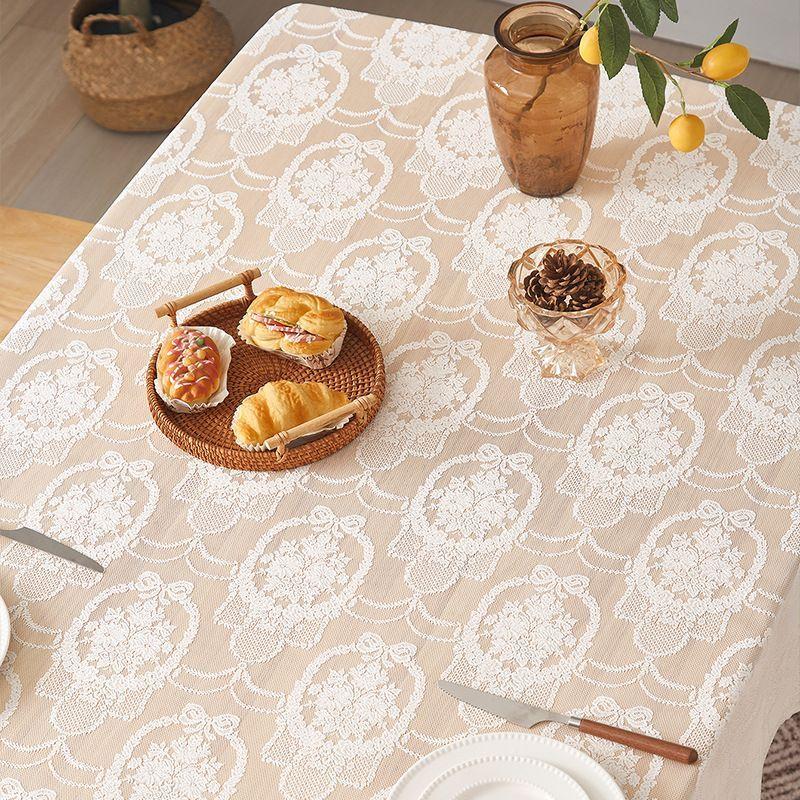 Light Luxury Pastoral White Lace Tablecloth Embroidered Cloth Round Table Square Table Rectangular Tablecloth Table Cloth