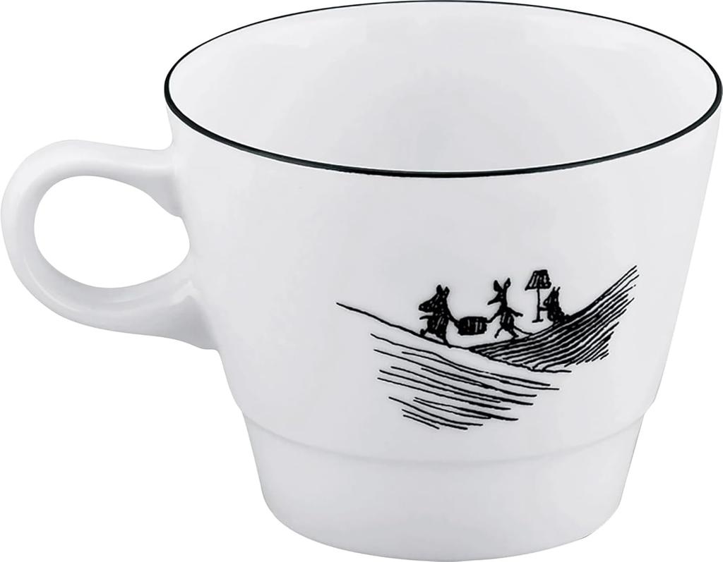 Moomin 80th Anniversary Breakfast 10x8cm Monochrome Comet Cecera Made in Yamaka Mug, 300ml, Diameter, Design, White, Inglaze, Japan, Shoten, MM9402-11