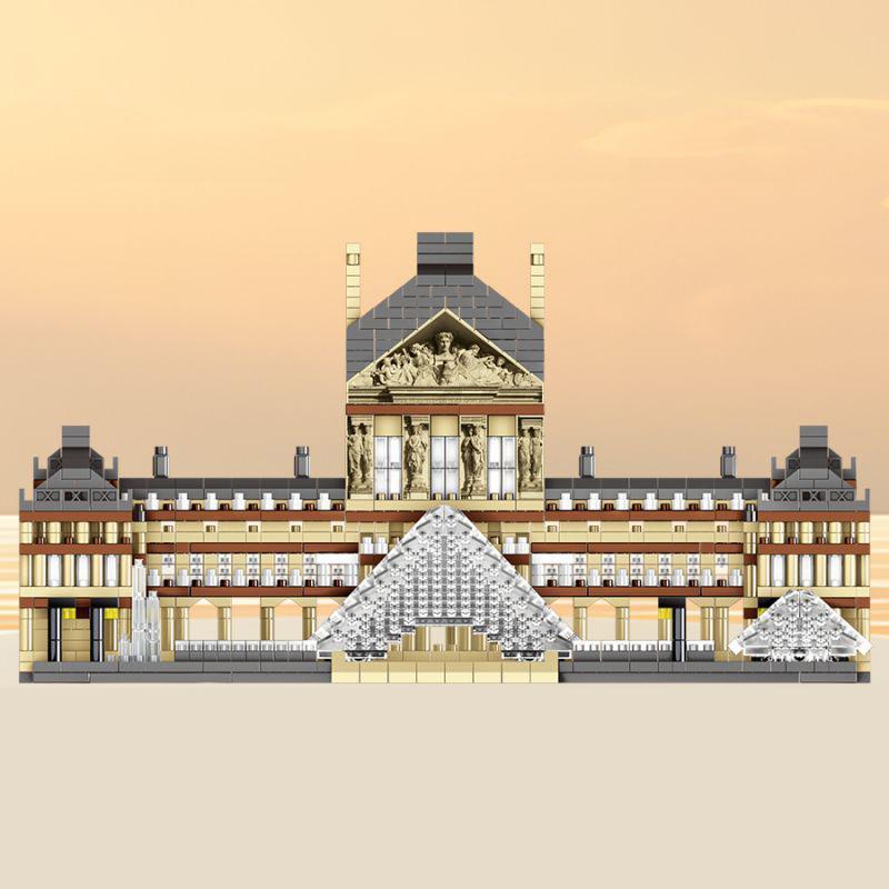 3377PCS Louvre Model Building Blocks World Famous Attractions Architectural Model Bricks Desktop Decoration Kids Toys Gifts