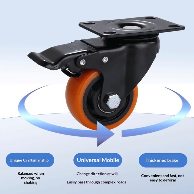 1.5 Inch Swivel Castor Wheels 2/4Pcs Shock Absorbent Rubber Brake for Trolley Indoor Furniture