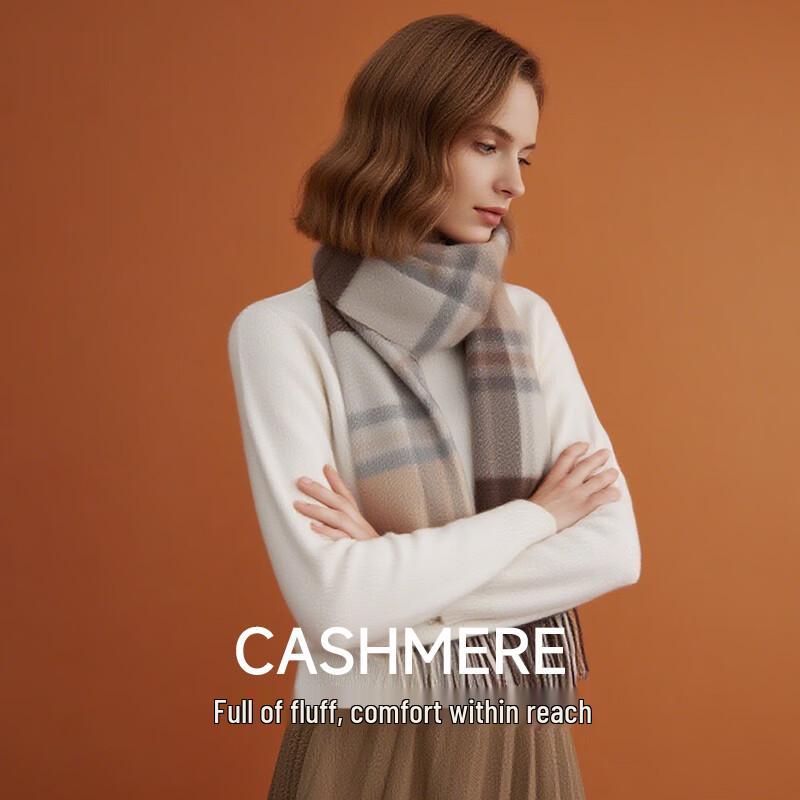 Hengyuanxiang Women's Cashmere Blend Plaid Scarf