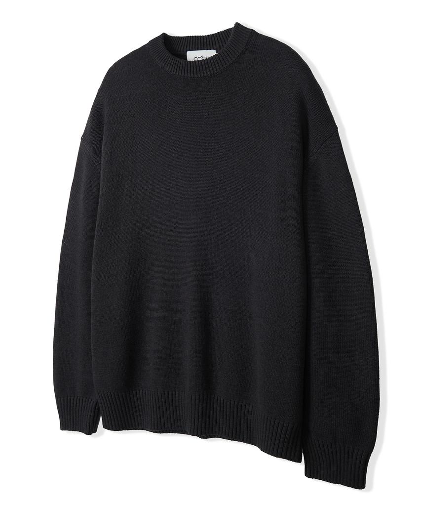 COSTUME O’CLOCK [Renewal Ver.] Soft Cotton Crew Neck Knit Vintage Brown Cooskt008Vbrown