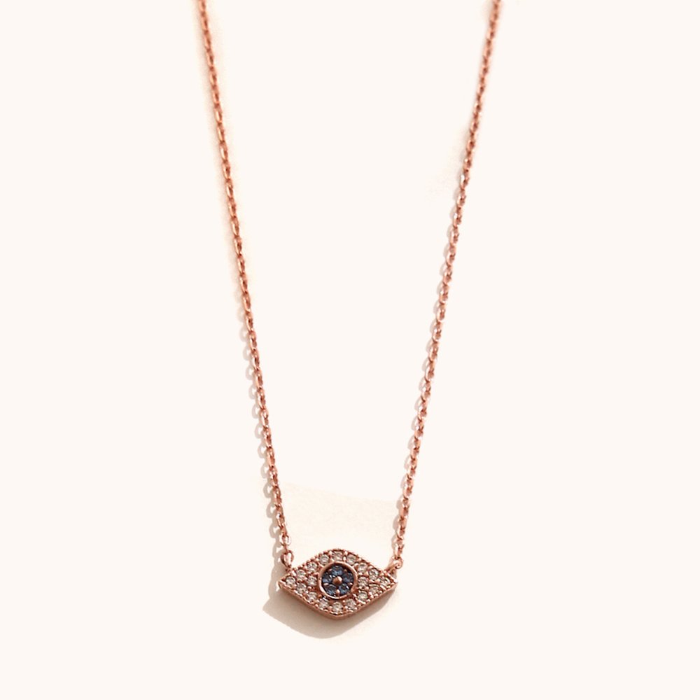 J.Lauren 01N0945 Evil Eye Blue Cubic Silver Necklace