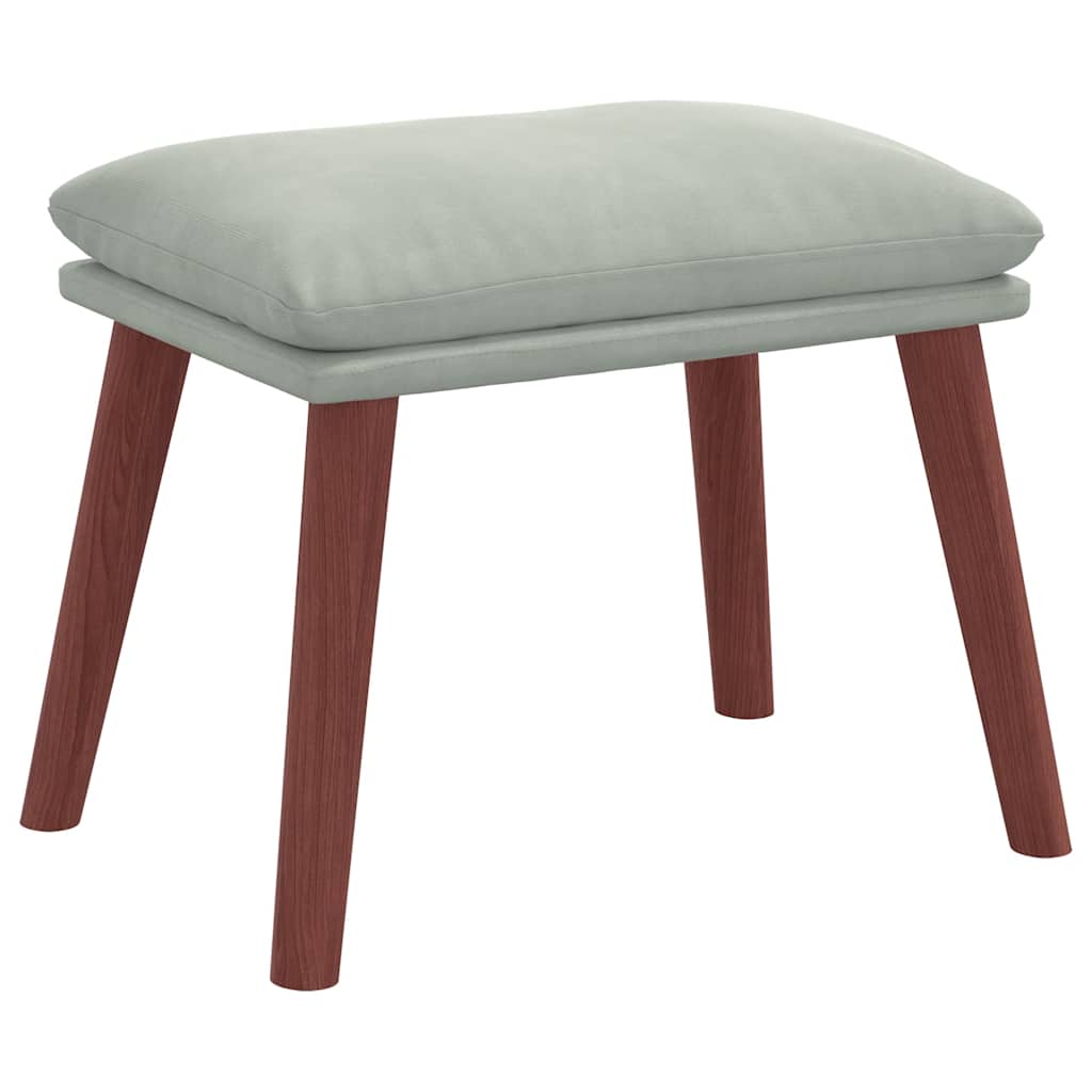 Relax Armchair with Footstool Light Grey Velvet