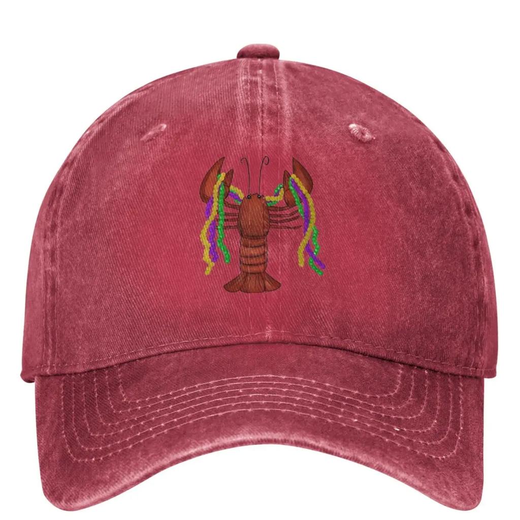 Mardi Gras Crawfish And Beads Washed Baseball Cap Fashion Hip Hop Dad Hats Spring Women Unisex Outdoor Sport Designer Baseball Caps