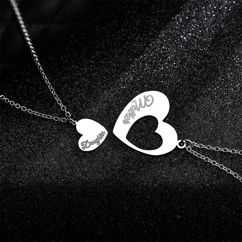 MotherDaughter Mother s Day Hollow Love Pendant Necklace Accessories Female Gift Mother and Daughter 60CM