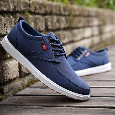 Scarpe alla Moda Inodore Antiscivolo Scarpe da Ginnastica Blu Navy da Uomo Scarpe da Ginnastica Casual con Lacci in Tela Economiche per Studenti Comode
