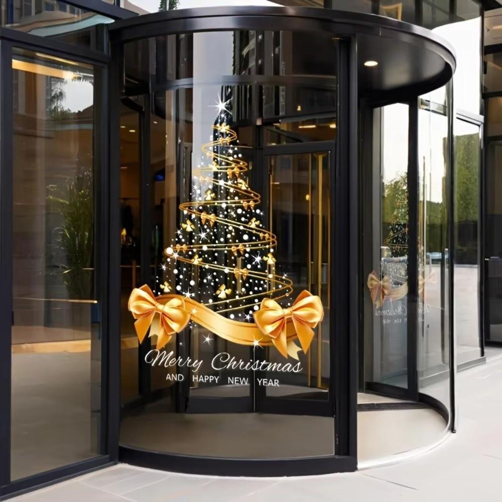 Golden Wall Mural Stickers Self-Adhesive Window Decals Removable New Year Decorations