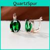Earrings Oval Crystal Stone Rainbow Rose Gold Color Wedding Multicolor Zircon Hoop Jewelry For Women