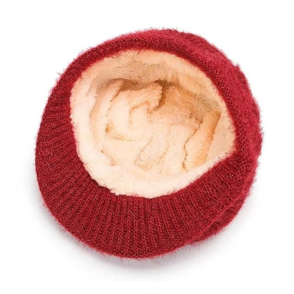 Windproof Pumpkin Beret Hat Thickened Ear Protection Cap Beanies Hat for Middle Aged Women