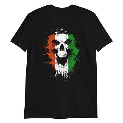 Camiseta Unisex 100% Algodão Caveira Irlandesa Gótica Camisetas Masculinas Top, Grunge Emo Metal Horror Biker Rock Punk